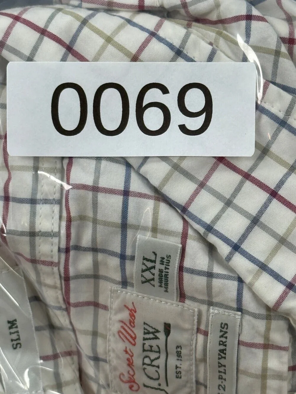 J.Crew Secret Wash Slim Long Sleeve Button Down Men XXL 100's 2-Ply Yarns Preppy